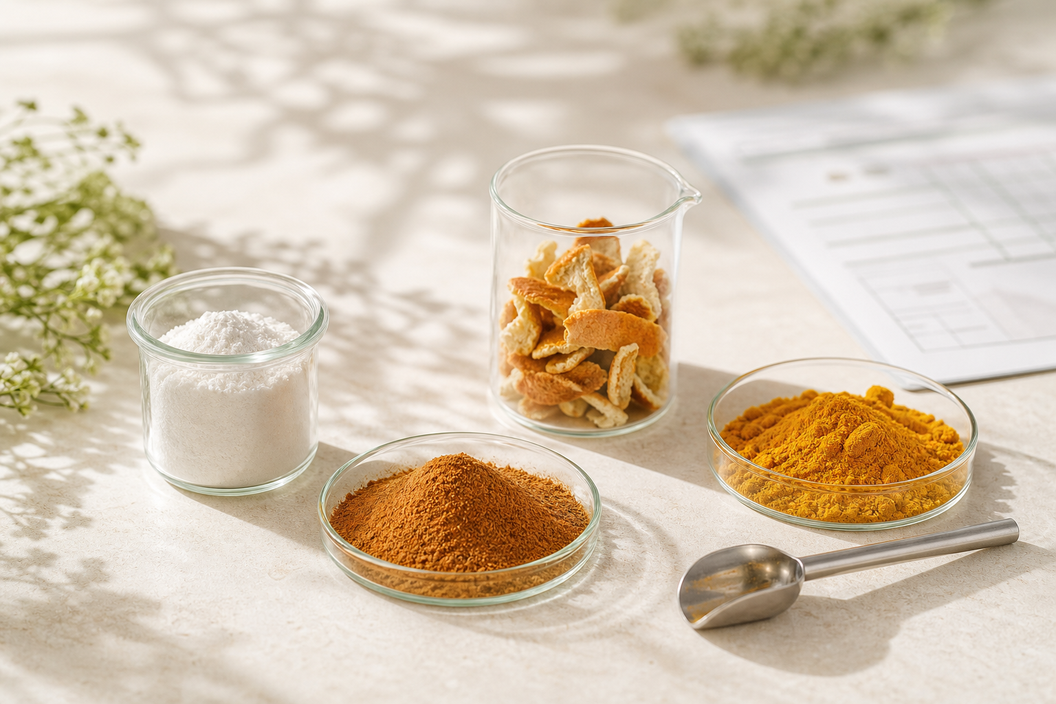 Functional ingredient samples and quality materials